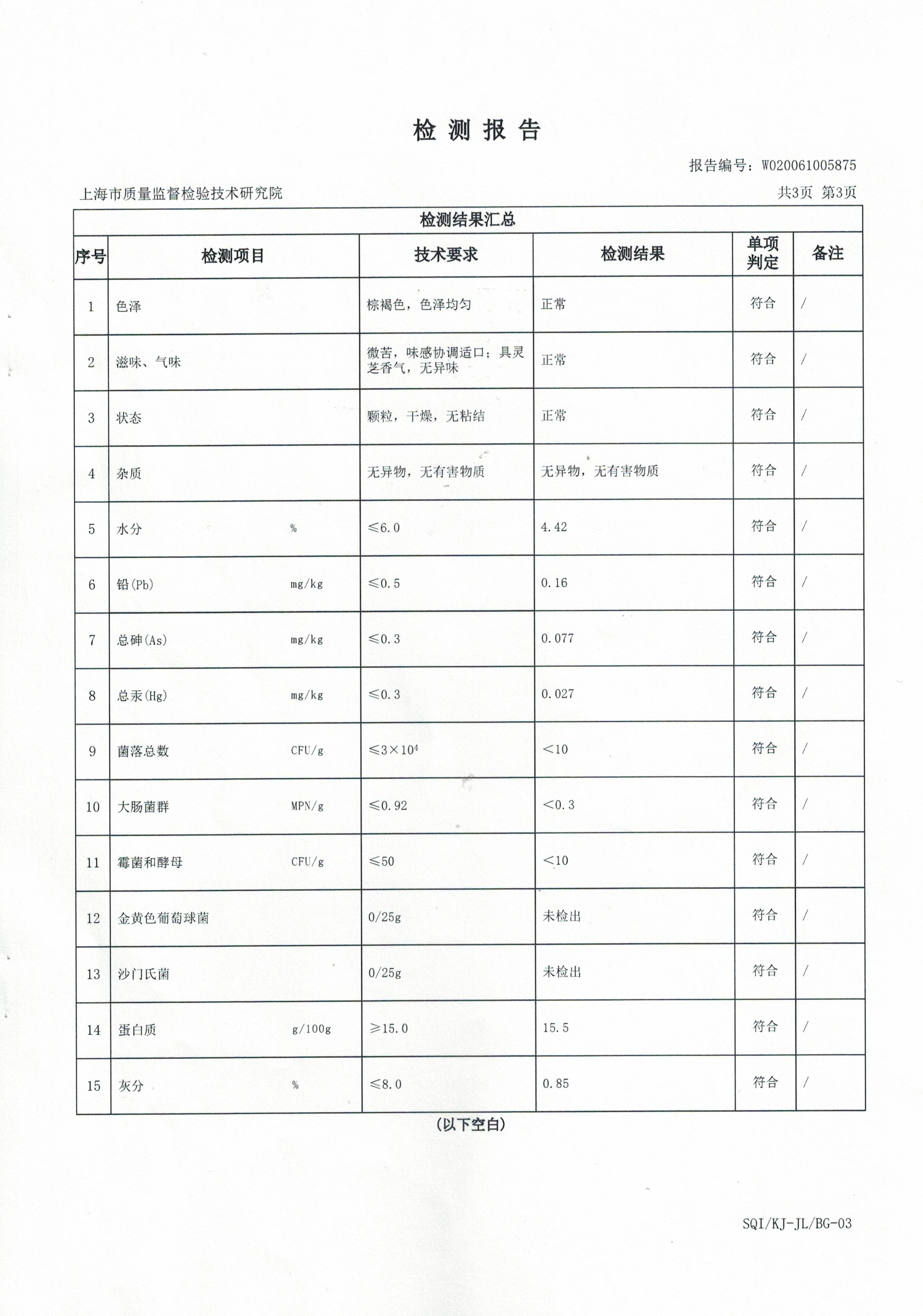 2020年 大漢寶芝 破壁靈芝孢子粉顆粒 重金屬含量檢測報告4