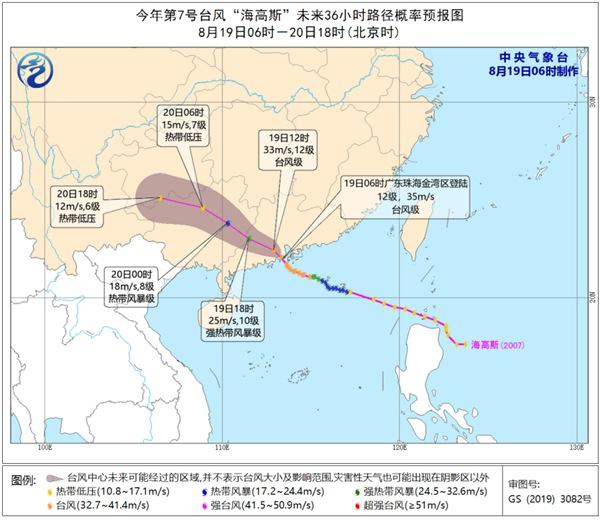 臺風“海高斯”來襲路線